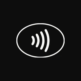 Botón NFC en negro con el ícono de contacto sin contacto en blanco