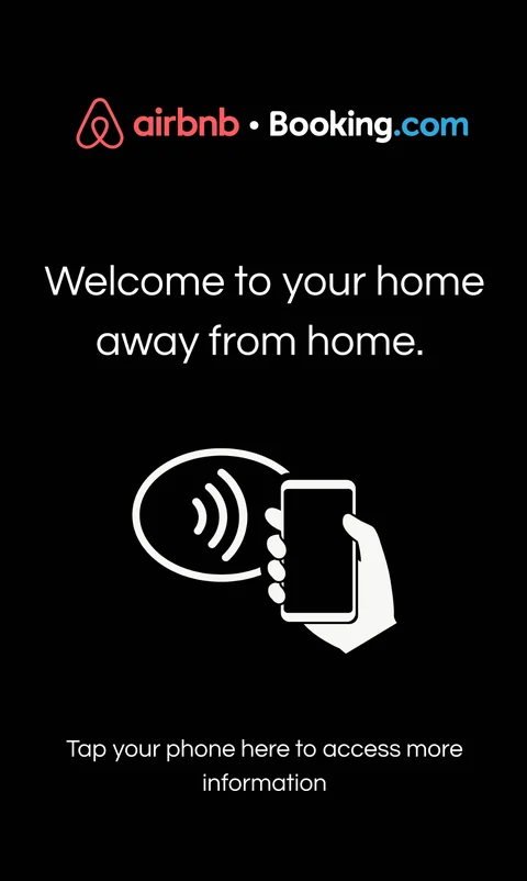 Exhibidor de bienvenida en inglés para Airbnb y Booking: Welcome to your home away from home